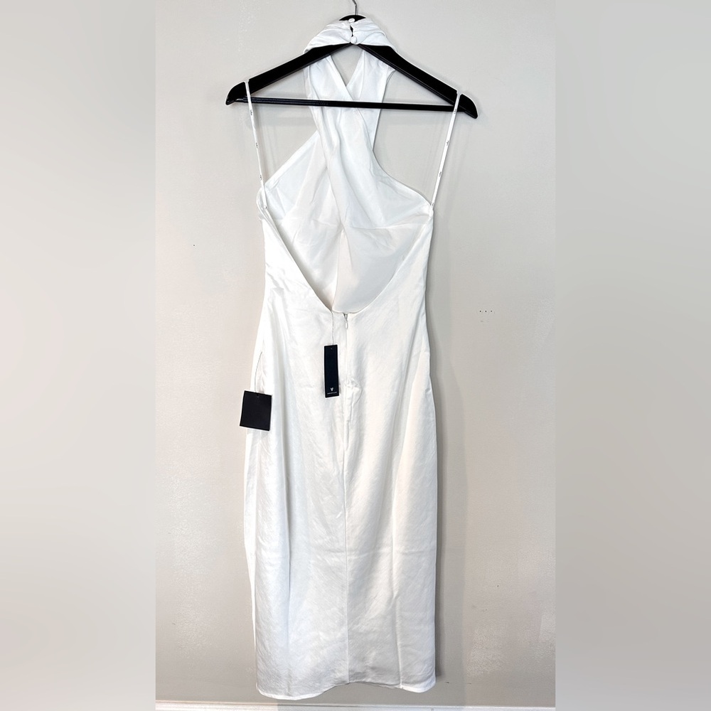 Lulus White Satin Halter Dress, Medium - Picture 5 of 5